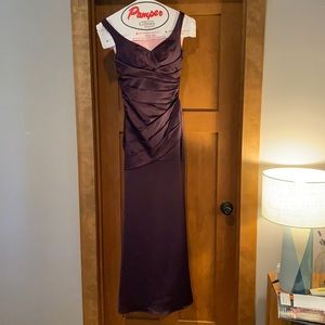 David’s Bridal eggplant purple gown size four